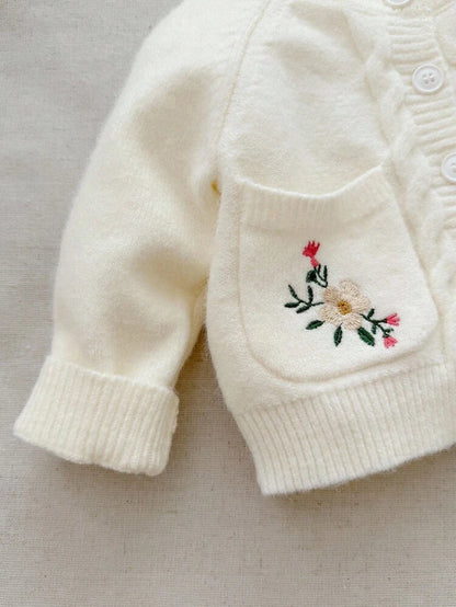 Cardigan Bucolique "Jardin de Fleurs" – Maille Torsadée & Broderies