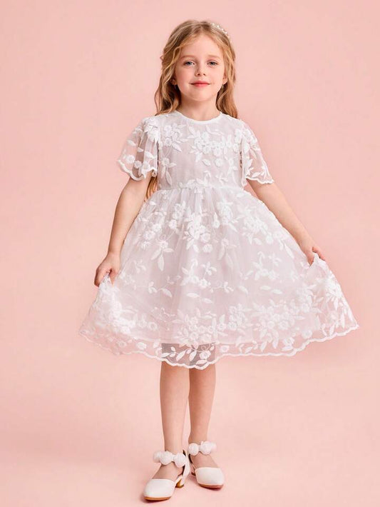 Robe de Cérémonie "Éclat Floral" – Blanc Pur